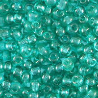 Glasperlen rocailles 8/0 (3mm) Transparent ocean green